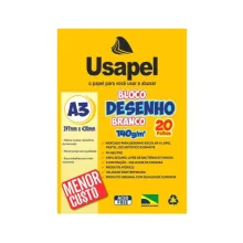 BLOCO A-3 DESENHO 140G BRANCO C/ 20 FLS 25059 USAPEL