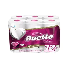 PAPEL HIGIÊNICO 12 X 30 MTS FOLHA DUPLA VELVET DUETTO