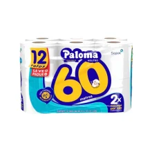 PAPEL HIGIÊNICO 12 X 60 MTS BRANCO SIMPLES PALOMA
