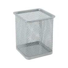 PORTA CANETA TELADO QUADRADO PRATA COOL