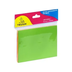 BLOCO ADESIVO 76 X 102 MM C/ 100 FLS 4 CORES NEON 501 TN