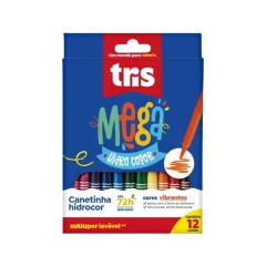 CANETA HIDROCOR 12 CORES MEGA COLOR 683690 TRIS CANETA HIDROCOR 12 CORES MEGA COLOR 683690 TRIS