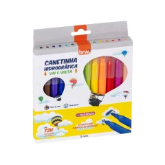 CANETA HIDROCOR C/ 12 CORES VAI E VEM CA8050 BRW