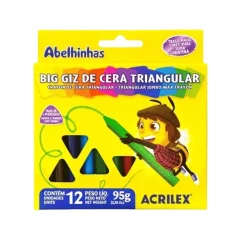 GIZ DE CERA BIG TRIANGULAR C/ 12 CORES 09312 ACRILEX