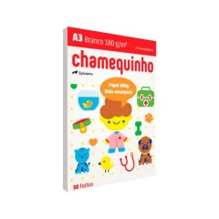 PAPEL SULFITE A-3 180G / 60KG BRANCO C/ 50 CHAMEQUINHO