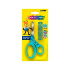 TESOURA ESCOLAR 14 CM C/ KIT ALFABETO AZUL 22544 ACRILEX