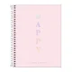 CADERNO CAPA PLASTICA COLEGIAL ESPIRAL 10X160 FLS ROSA HAPPY TILIBRA