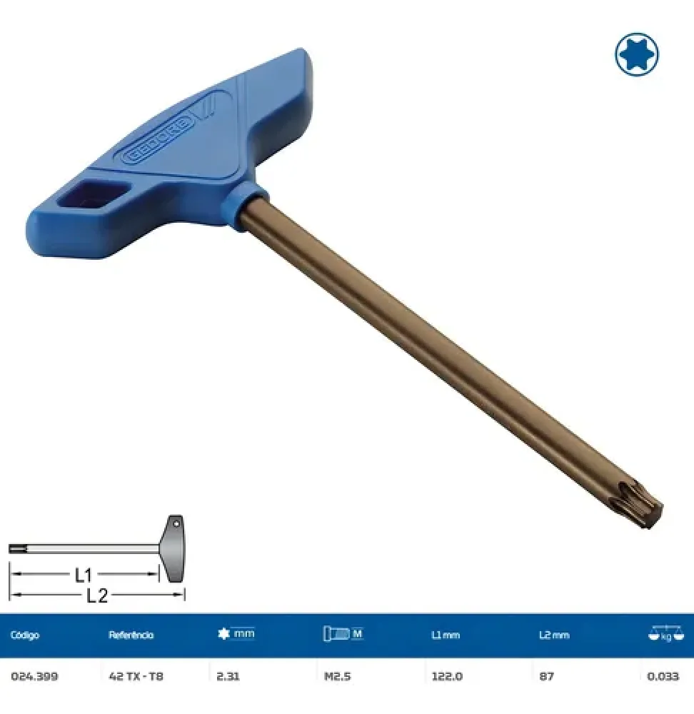 Chave Torx com Cabo T Gedore