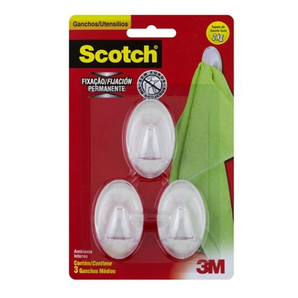 Gancho Adesivo Transparente Scotch 3M