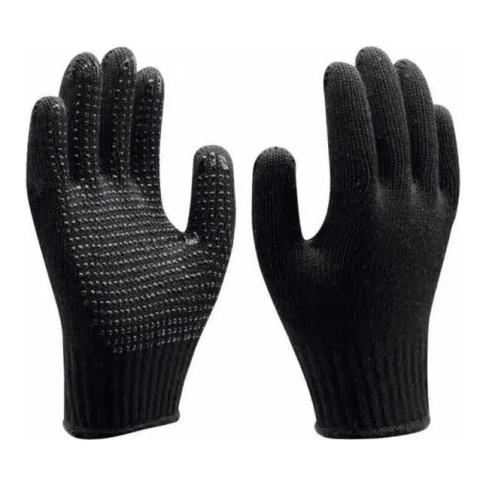 Luva Algodao Tricotada Preta com Pigmento