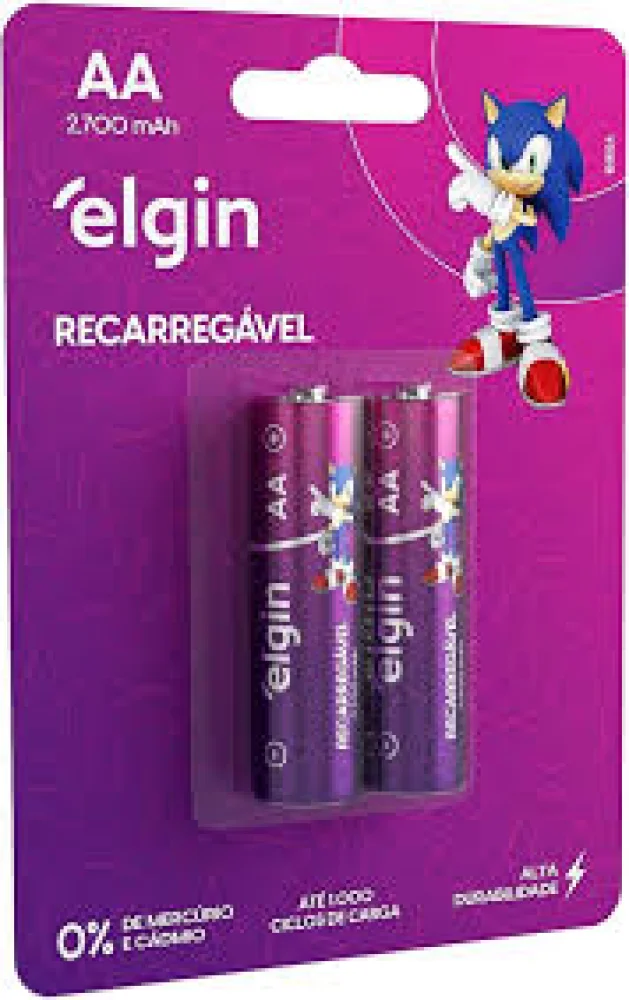 Pilha Pequena 2 Pecas Recarregavel Elgin