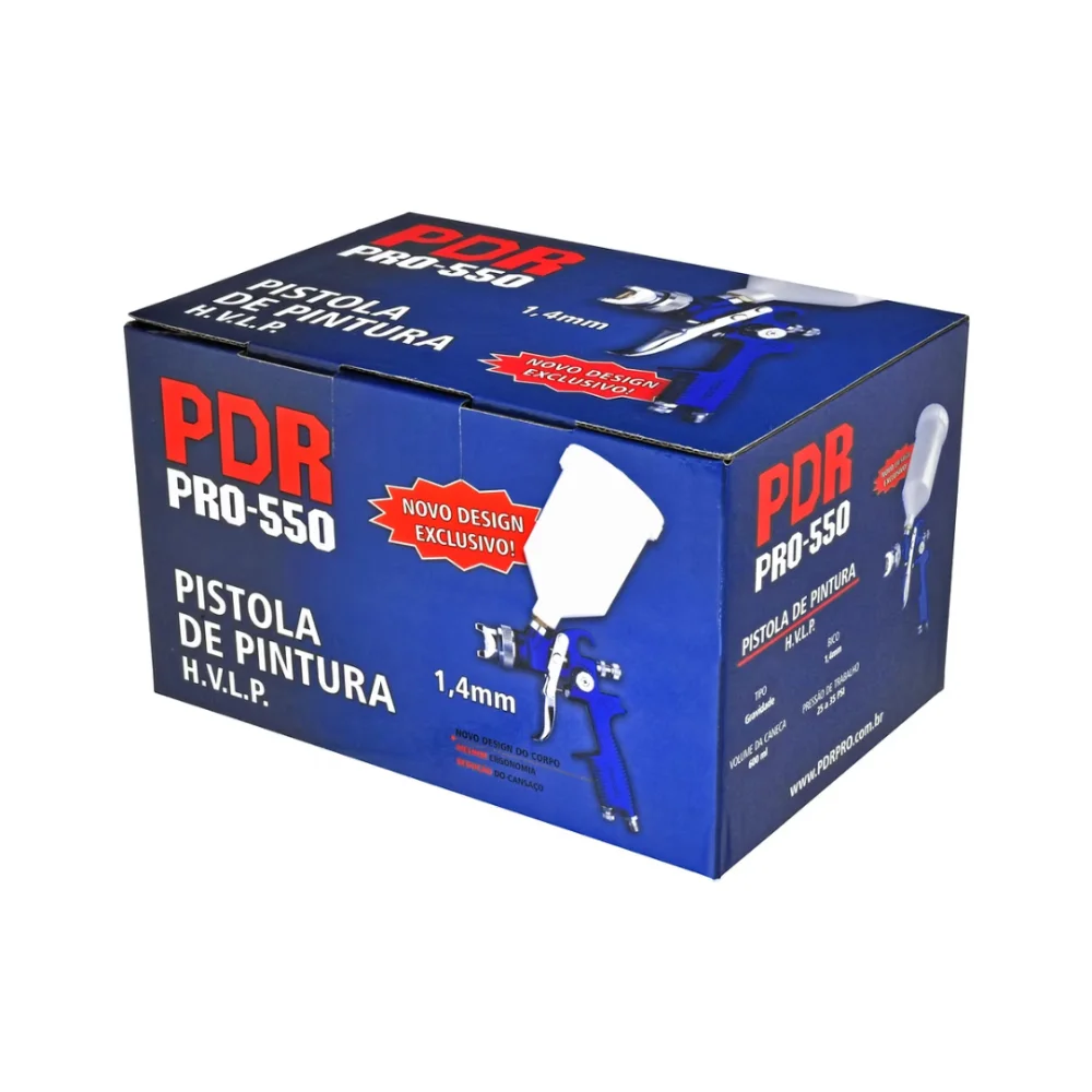 Pistola de Pintura de Ar Direto Grav Bico1,4Mm Pro 550 Pdr