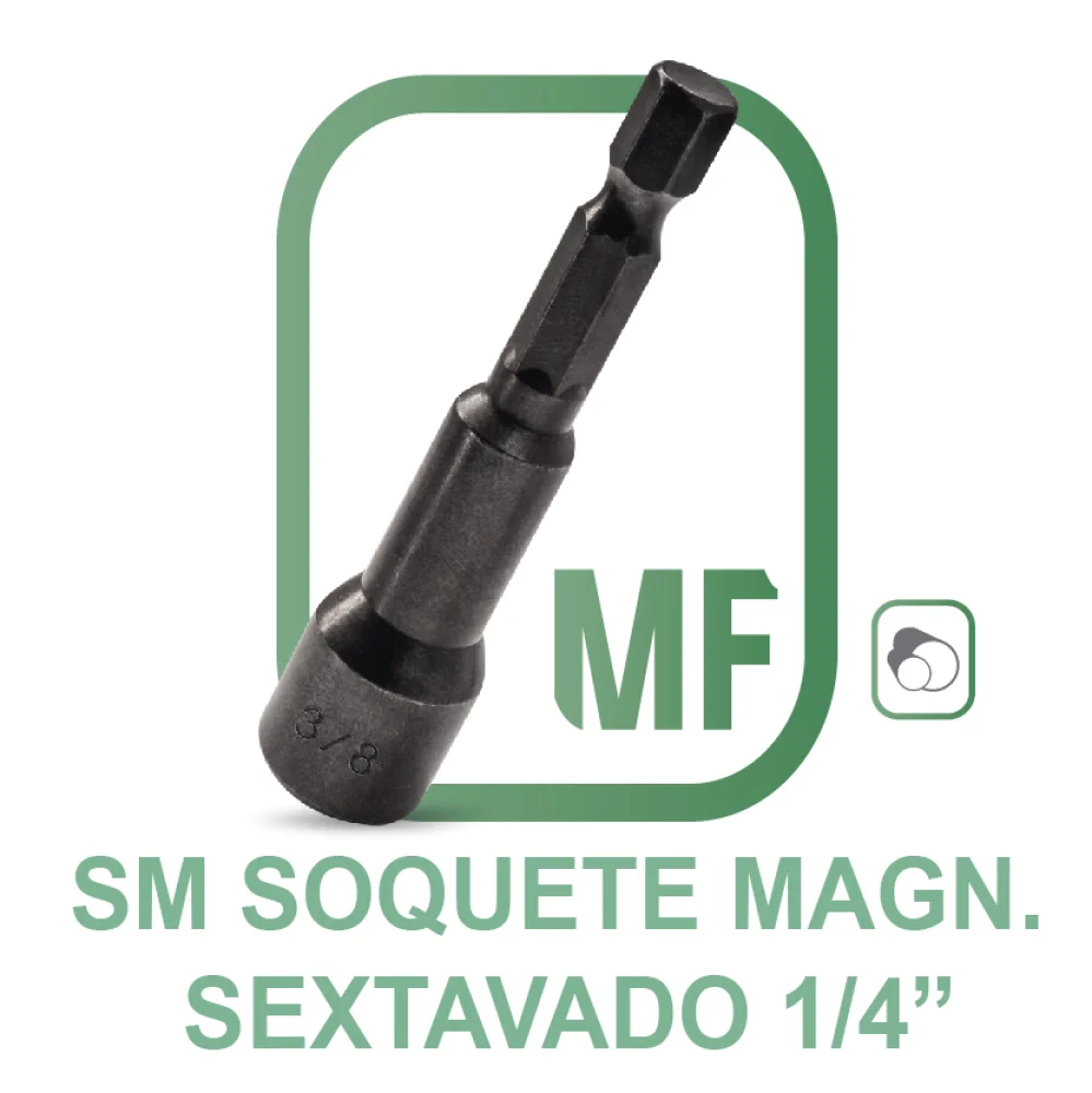 Soquete Magnético Sextavado com Encaixe de 1/4 Polegada
