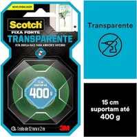 Fita Dupla Face Transparente Fixa Forte com 2 Metros 3M Fita Dupla Face Transparente Fixa Forte com 2 Metros 3M