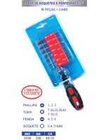 Jogo de Soquete Encaixe de 1/4 com 19 Peças Lotus