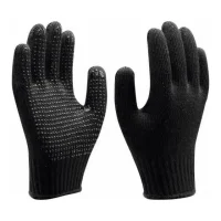 Luva Algodao Tricotada Preta com Pigmento