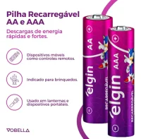 Pilha Pequena 2 Pecas Recarregavel Elgin