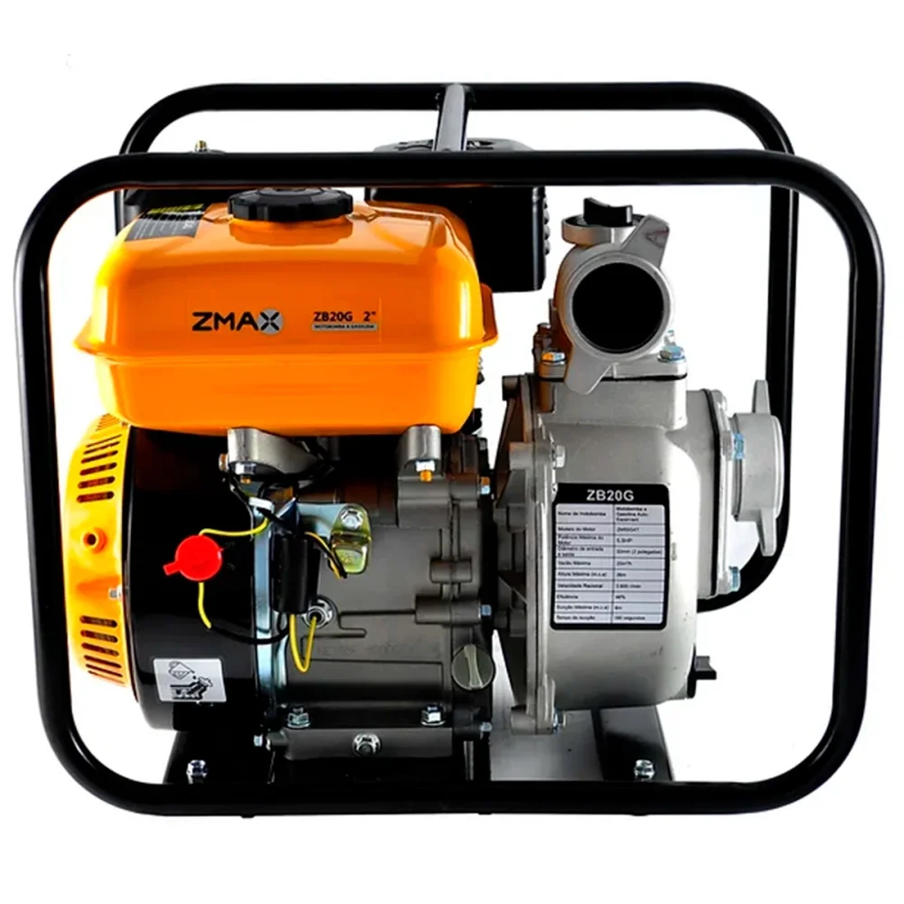 MOTOBOMBA AUTOESCORVANTE A GASOLINA 4T 2X2 POL. 7,0HP 212CC COM PARTIDA MANUAL - ZMAX-ZB20G
