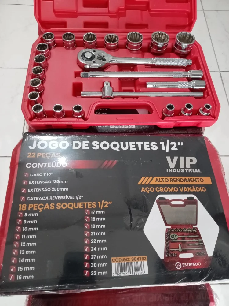 Jogo de soquete 1/2" Estriado 22 PÇS