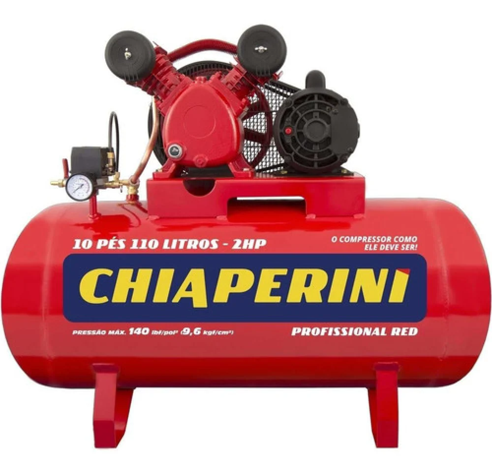 Compressor de Ar 10 Pés 2 Hp 110 Litros - Chiaperini Red