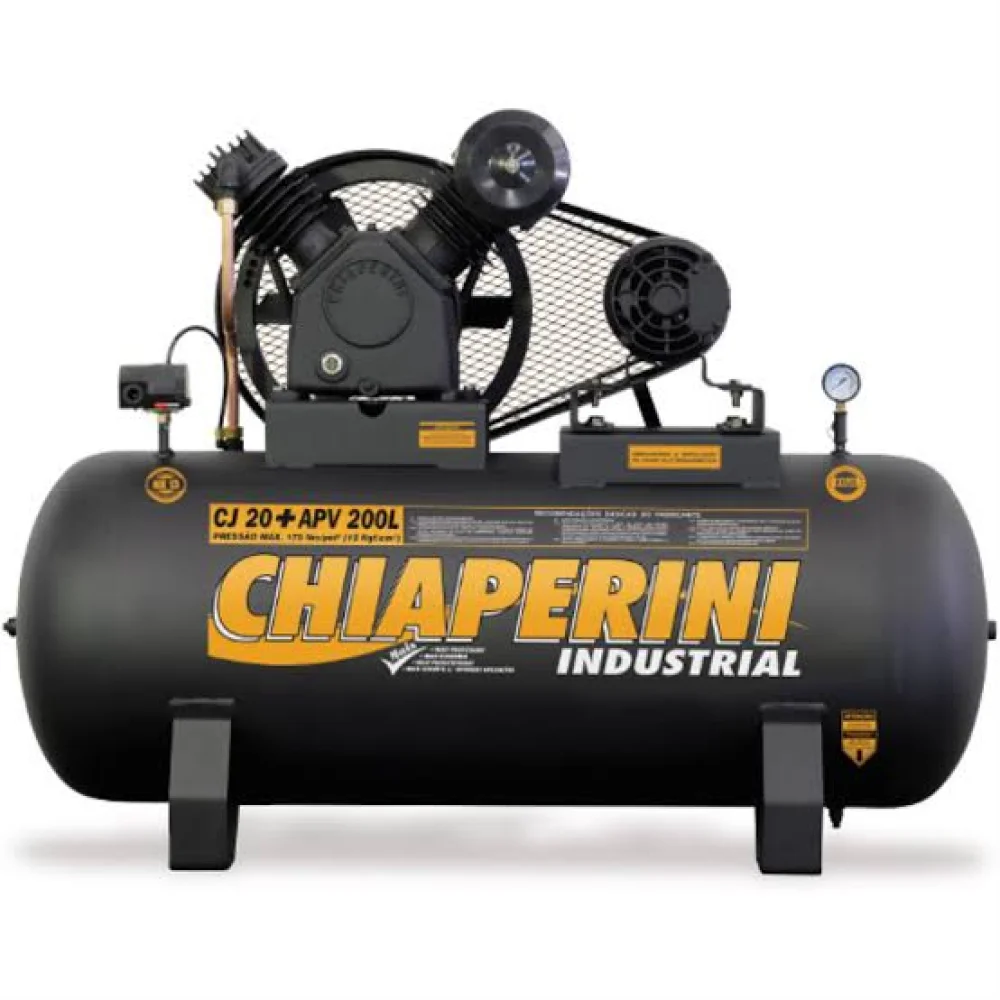 Compressor de Ar 20 Pés 200 Litros Trifásico de Alta Pressão Industrial - Chiaperini