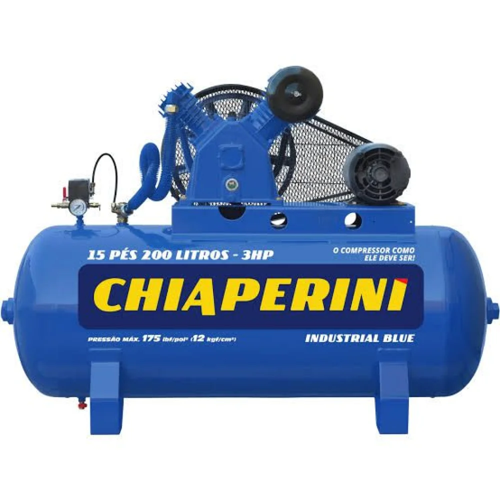 Compressor de Ar Alta Pressão 15 Pcm 200 Litros - Chiaperini 15/200 Blue