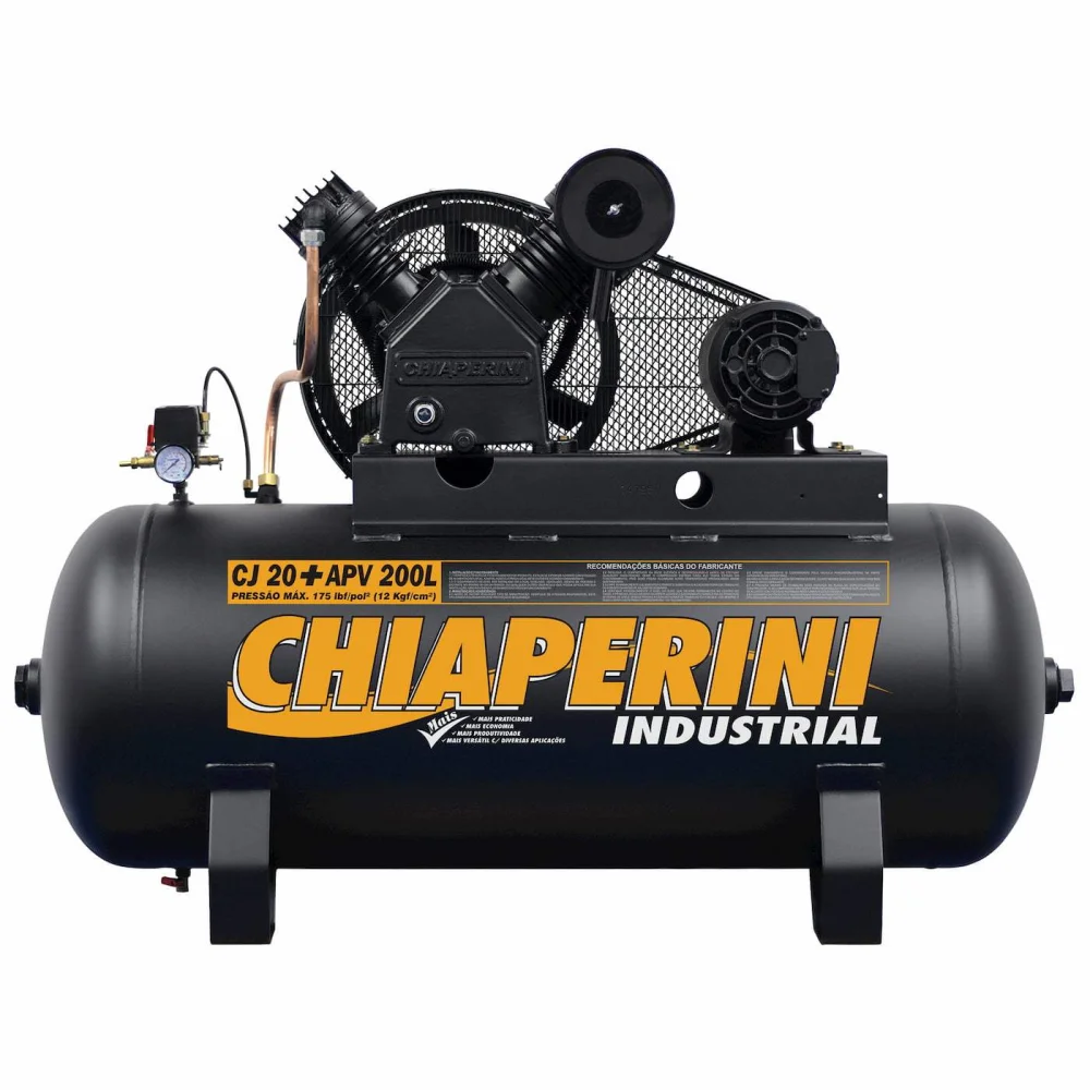 Compressor de Ar Alta Pressão 20 Pcm 200 Litros - Chiaperini Cj 20 Apv 200L