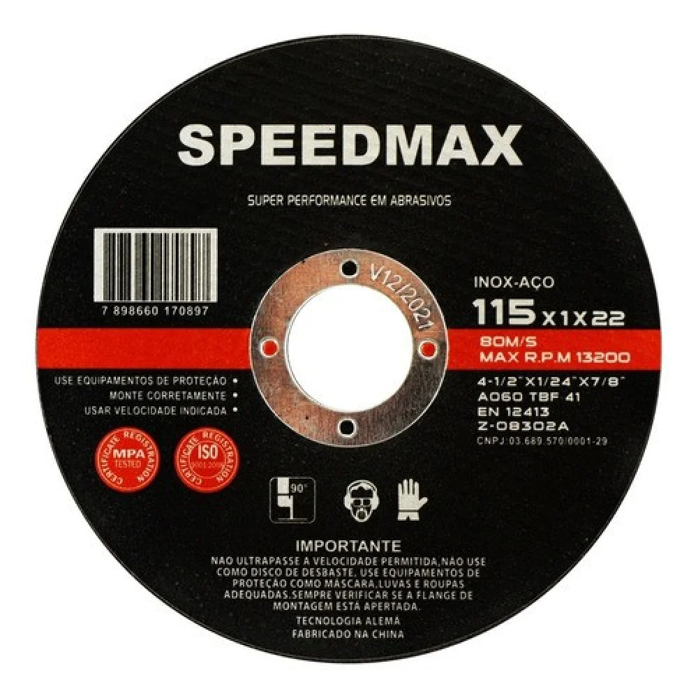 Disco de Corte Aço/Inox 4 1/2" Speedmax