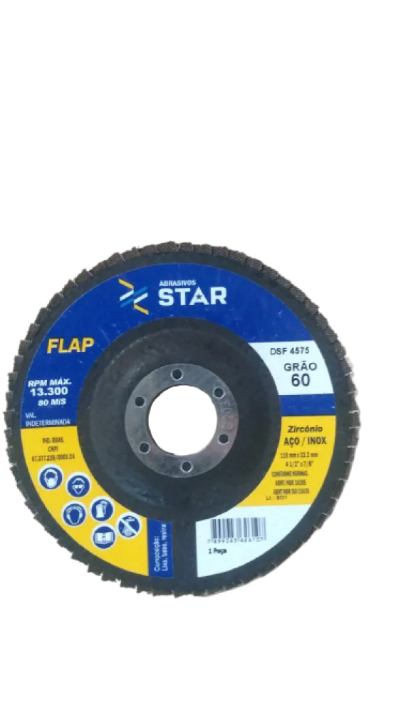 Disco de Lixa Flap 4.1/2" X 7/8" Grão 60