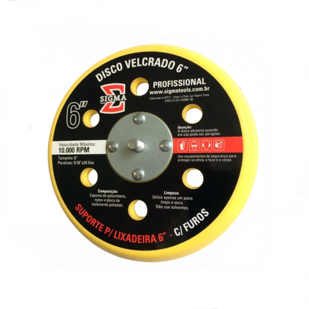 Disco Velcrado 6" com 6 Furos Sigma Tools