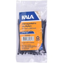 Abraçadeira Nylon 25Mm X 100Mm Preta Kala 100 Peç
