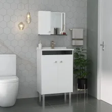 Balcão Econômico C/Pé 60cm Branco/Preto Fabribam