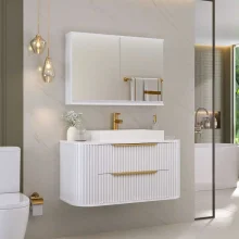 Balcão Suspenso Alice 100cm com Cuba Aurora Branco Fabribam