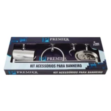 Kit Acessórios para Banheiro Stander 5 Peças Aço Inox e Alumínio Polido Premier