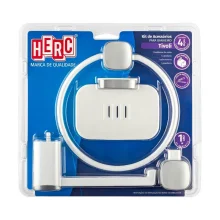 Kit Acessórios para Banheiro Tivoli 4 Peç Branco Herc Kit Acessórios para Banheiro Tivoli 4 Peç Branco Herc