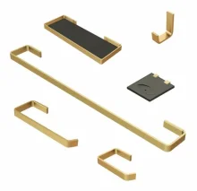 Kit Banheiro Quadrado Luxo Gold Real/Delta