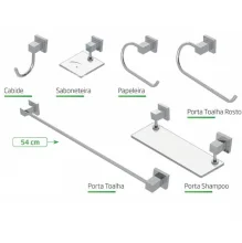 Kit Banheiro Square Luxo 6 Peç Cr Real/Delta