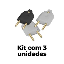 Kit Com 3 Pino Macho 2P 10A 250V Tramontina