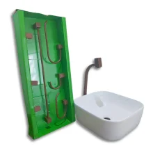 Cuba + Torneira + Acessórios Kit Square Corten