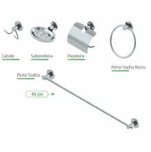 Kit para banheiro Cromado Banheiro 6 peç Clean Real/Delta