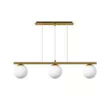 Luminária Manhattan Dourada Jabuticaba 3 Globos de Vidro Opl