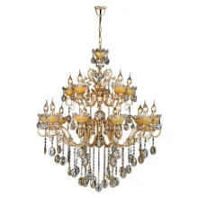 Lustre Clássico Cristal Dourado 8 Lâmpadas Luxo Nitrolux
