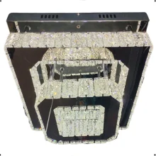 Lustre Cristal com Led  Quadrado Duplo 3 em 1 Nitrolux