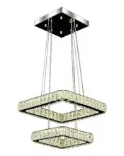 Lustre Cristal Led Quadrado Dois Andares 3 em 1