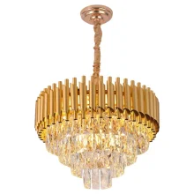 Lustre Redondo De Cristal Dourada 60w Nitrolux