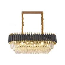 Lustre Retangular de Cristal e Metal Preto