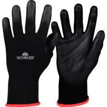 Luva Banhada em PU Touch WK29 Preta GG Worker