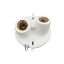 Plafon E-27 Duplo Soquete Porcelana Branco Anti-UV OPL