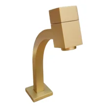 Torneira Quadrada Bancada ¼ Volta Dourada Real/Delta