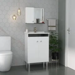 Balcão Econômico C/Pé 60cm Branco/Preto Fabribam